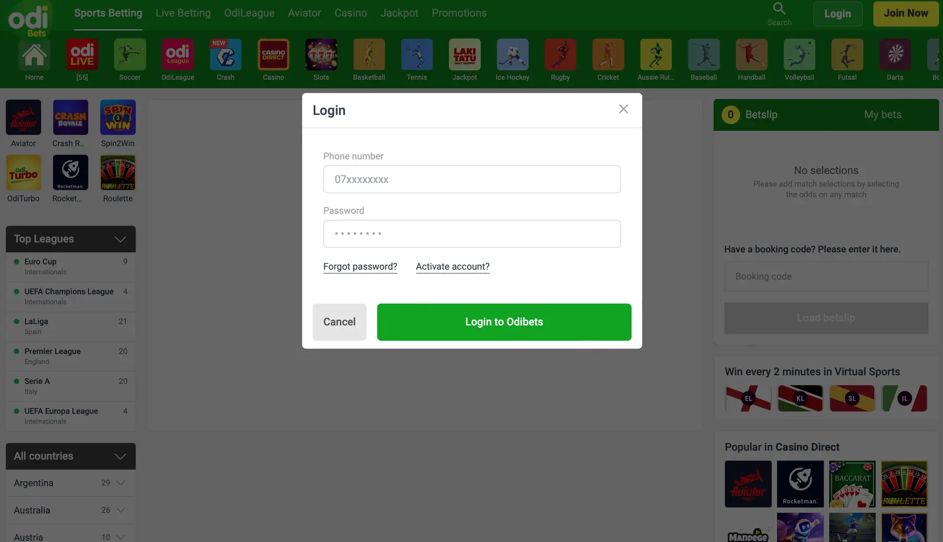 Odibets registration bonus after verification
