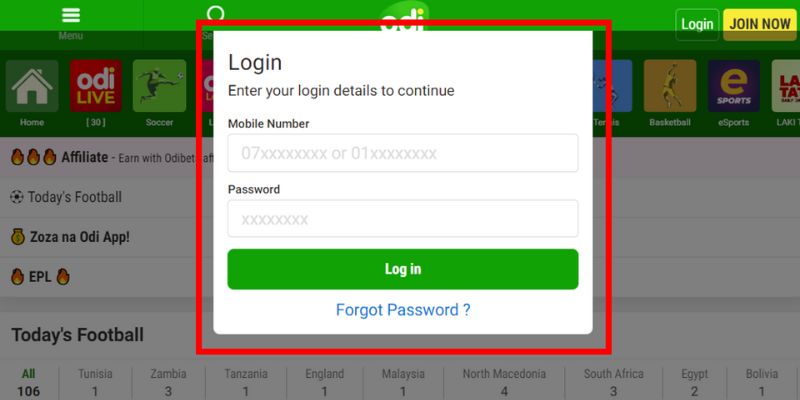 How to log in to your Odibets account